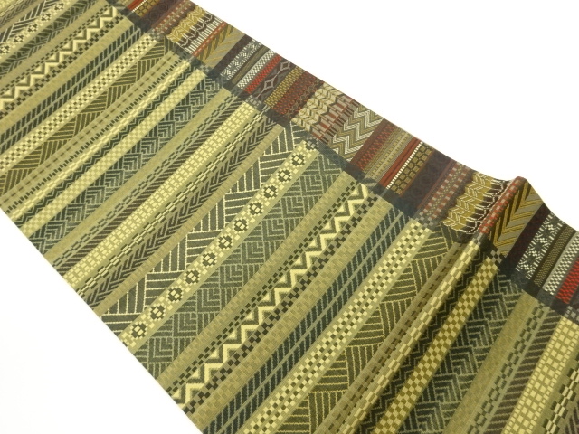 JAPANESE FUKURO OBI / WOVEN STRIPE & GEOMETRIC